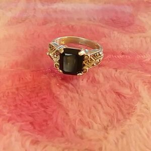 Vintage Square Cut Black Spinel w/Marcasite